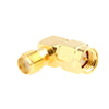 Adaptador SMA hembra a SMA macho chapado en oro con ángulo de 90 grados