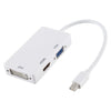Convertidor de adaptador Mini DisplayPort macho a HDMI + VGA + DVI hembra 3 en 1 para Mac Book Pro Air, longitud del cable: 18 cm (blanco)