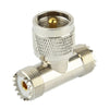 Adaptador UHF macho a 2 x UHF hembra (plateado)