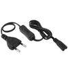 Cable de alimentación de CA de 2 clavijas estilo UE con interruptor 304, longitud: 1,5 m (negro)
