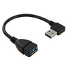 Cable de extensión USB 3.0 en ángulo recto de 90 grados, cable adaptador macho a hembra, longitud: 18 cm