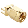 10 piezas chapado en oro SMA macho Jack Socket PCB Edge Mount Soldadura 0,62 pulgadas Adaptador de conector RF