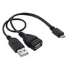 Cable adaptador convertidor OTG Micro USB a USB 2.0 macho y USB 2.0 hembra host, longitud: unos 30 cm (negro)