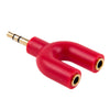Adaptador divisor estéreo macho de 3,5 mm a doble hembra estéreo de 3,5 mm (rojo)