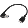 Cable adaptador USB 3.0 macho a micro USB 3.0 macho, curva a la derecha, longitud: 12 cm