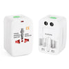 Todo en 1 (UE + AU + Reino Unido + enchufe de EE. UU.) Adaptador de viaje universal mundial (blanco)
