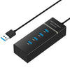 Divisor de concentrador USB 3.0 de 4 puertos con LED, supervelocidad de 5 Gbps, BYL-P104 (negro)