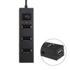 Adaptador divisor USB HUB 2.0 USB de 4 puertos con interruptor (negro)