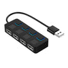 HUB USB 2.0 de 4 puertos con 4 interruptores (negro)