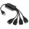 Universal 4 puertos USB 2.0 480Mbps Cable Hub de alta velocidad para PC (negro)