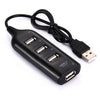 Hub de 4 puertos USB 2.0, longitud del cable: 30 cm (negro)
