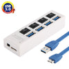 HUB USB 3.0 de 4 puertos, Super Speed 5Gbps, Plug and Play, Soporte 1TB (Blanco)