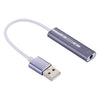 Carcasa de aluminio Jack de 3,5 mm Tarjeta de sonido USB externa HIFI Magic Voice Adaptador de 7.1 canales Unidad gratuita para computadora, computadora de escritorio, altavoces, auriculares (gris)