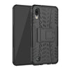 Estuche con patrón de neumáticos PC + TPU a prueba de golpes para Galaxy M10, con soporte (negro)
