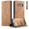CaseMe-013 Estuche multifuncional de cuero con tapa, horizontal, esmerilado retro, para Galaxy S10, con ranura para tarjeta, soporte y billetera (marrón)