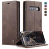 CaseMe-013 Estuche multifuncional de cuero con tapa horizontal esmerilado retro para Galaxy S10 Plus, con ranura para tarjeta, soporte y billetera (café)