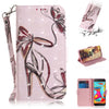 Estuche de cuero con tapa horizontal con diseño de zapatos de tacón alto de mariposa con dibujo en 3D para Galaxy A2 Core, con soporte y ranuras para tarjetas