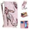 Estuche de cuero con tapa horizontal con patrón de zapatos de tacón alto de mariposa con dibujo en 3D para Galaxy A20e, con soporte, ranuras para tarjetas y billetera