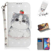 Estuche de cuero con tapa horizontal con dibujo de gato lindo con dibujo en 3D para Galaxy A20e, con soporte, ranuras para tarjetas y billetera
