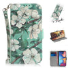 Estuche de cuero con tapa horizontal con dibujo de flores de acuarela en 3D para Galaxy A20e, con soporte y ranuras para tarjetas