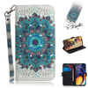 Estuche de cuero abatible horizontal con dibujo en 3D con diseño de corona de pavo real para Galaxy A60, con soporte, ranuras para tarjetas y billetera