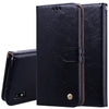 Estuche de cuero con tapa horizontal con textura de cera de aceite de estilo empresarial para Galaxy A10, con soporte, ranuras para tarjetas y billetera (negro)