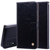 Estuche de cuero con tapa horizontal con textura de cera de aceite de estilo empresarial para Galaxy A70, con soporte, ranuras para tarjetas y billetera (negro)
