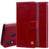Estuche de cuero con tapa horizontal con textura de cera de aceite de estilo empresarial para Galaxy A40, con soporte, ranuras para tarjetas y billetera (rojo)