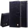 Estuche de cuero con tapa horizontal con textura de cera de aceite de estilo empresarial para Galaxy A30, con soporte, ranuras para tarjetas y billetera (negro)