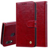 Estuche de cuero con tapa horizontal con textura de cera de aceite de estilo empresarial para Galaxy A30, con soporte, ranuras para tarjetas y billetera (rojo)