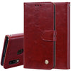 Estuche de cuero con tapa horizontal con textura de cera de aceite de estilo empresarial para Galaxy A20e, con soporte, ranuras para tarjetas y billetera (rojo)