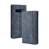 Estuche de cuero con tapa horizontal con textura de caballo loco retro con hebilla magnética para Galaxy S10 (5G), con soporte, ranuras para tarjetas y marco de fotos (azul)