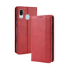 Estuche de cuero con tapa horizontal con textura de caballo loco retro con hebilla magnética para Galaxy A20 / A30, con soporte, ranuras para tarjetas y marco de fotos (rojo)