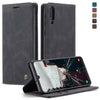 CaseMe-013 Estuche multifuncional de cuero con tapa, horizontal, esmerilado, retro para Galaxy A30S / A50S / A50, con ranura para tarjeta, soporte, billetera con cremallera y marco de fotos (negro)