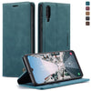 CaseMe-013 Estuche multifuncional de cuero con tapa, horizontal, esmerilado, retro para Galaxy A30S / A50S / A50, con ranura para tarjeta, soporte, billetera con cremallera y marco de fotos (azul)