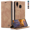 CaseMe-013 Estuche multifuncional de cuero con tapa, horizontal, esmerilado retro, para Galaxy A40, con ranura para tarjeta, soporte y billetera (marrón)