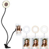 Luz de anillo de Selfie con soporte para teléfono celular universal estilo clip con ajuste de luz de 3 colores, para grabación de estudio, transmisión en vivo, show en vivo, KTV, etc. (negro)