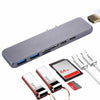 Adaptador HUB multifunción de aleación de aluminio dual USB-C / Type-C con HDMI hembra y 2 puertos USB 3.0 y 2 puertos USB-C / Type-C y ranura para tarjeta SD y ranura para tarjeta TF
