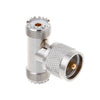 Adaptador hembra PL259 macho UHF en forma de T a 2 UHF
