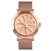 SKMEI 9204 Fashion Skeleton Rotating Dial Impermeable Business Mesh Belt Reloj de cuarzo Reloj para hombre (oro rosa)