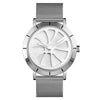 SKMEI 9204 Fashion Skeleton Rotating Dial Impermeable Business Mesh Belt Reloj de cuarzo Reloj para hombres (blanco)