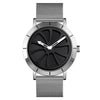 SKMEI 9204 Fashion Skeleton Rotating Dial Impermeable Business Mesh Belt Reloj de cuarzo Reloj para hombres (Silver Black)
