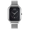 SKMEI 9207 Reloj simple creativo de moda para hombres, hebilla magnética, cinturón de malla, cinturón de acero, reloj de cuarzo para parejas (plateado y negro)