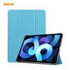 Para iPad Air 2022/2020 10.9 / iPad Pro 11 2018 Enkay enk-8013 PU cuero + caja inteligente de plástico con tres plegables (azul claro)