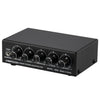 Mezclador de 3 canales Amplificador estéreo frontal Ajustador de graves / medios / altos, fuente de alimentación USB de 5 V, enchufe de EE. UU.