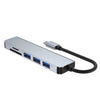 6 en 1 tipo C a 3 x puertos USB + estación de acoplamiento SD / TF + HDMI