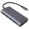 8 en 1 Tipo C a HDMI + USB 3.0 x 3 + RJ45 + PD + SD / TF Card Slot Hub Adapter