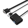 VGA a HDMI Adaptador VGA divisor con convertidor de audio de 3.5 mm