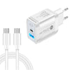PD25W USB-C / TIPO-C + QC3.0 Puertos de doble puertos USB con USB-C a Cable de datos USB-C, enchufe de la UE (blanco)