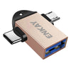 Enkay ENK-AT112 2 en 1 tipo C + Micro USB a USB 3.0 ALIMINUM ALUMINIO OTG Adaptador (Dorado)